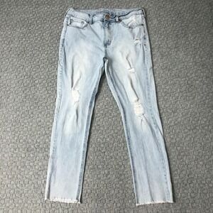 Seven7 Jeans Womens 12 Light Wash Weekend Slim Fit Distressed Raw Hem Stretch